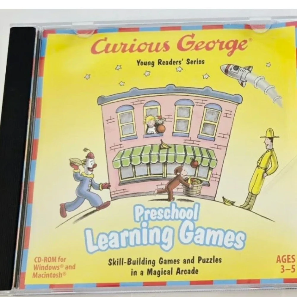 Curious George Preschool Learning Games PC CD-ROM Young Readers Series Ages 3-5